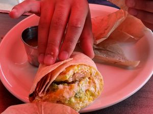 New breakfast burrito   at Millie's in Pasadena