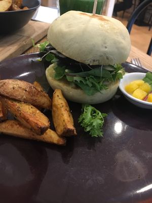 Mushy burger  at Joy of Flora in Adelaide