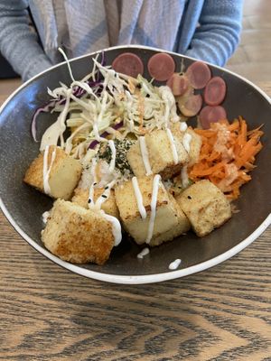 Tofu mango poke bowl  at Joy of Flora in Adelaide