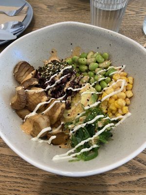Garden scallop poke bowl   at Joy of Flora in Adelaide
