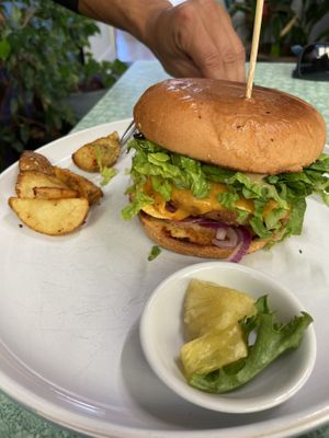 Beif burger  at Joy of Flora in Adelaide
