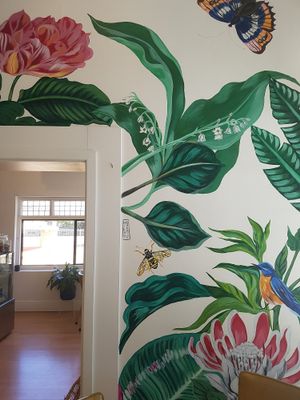 Colourful murals on the walls at Joy of Flora in Adelaide