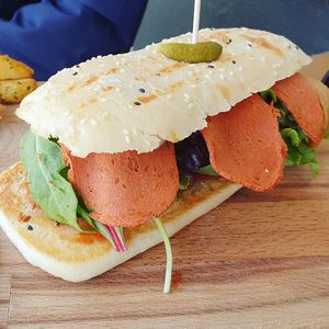 Toasted sanga at Joy of Flora in Adelaide