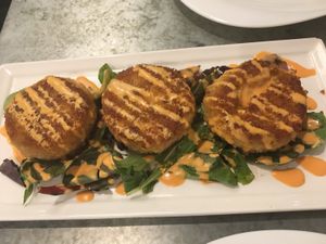 Artichoke cakes  at Seed - St Claude in New Orleans