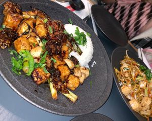 eggplant tofu and rice at Japanika  in Afula