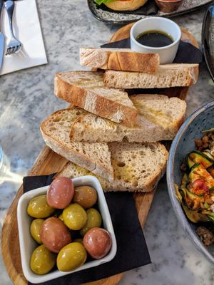 Sourdough and olives at Redemption - Seven Dials in London