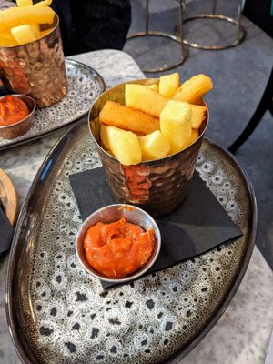 Chips with homemade ketchup at Redemption - Seven Dials in London