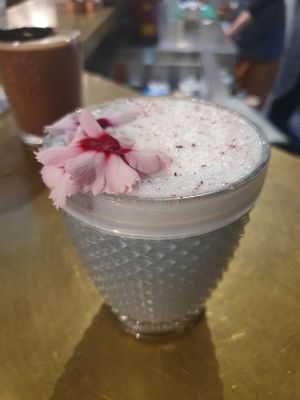Blue butterfly pea latte at Redemption - Seven Dials in London