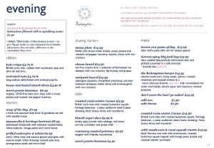 New menu! at Redemption - Seven Dials in London