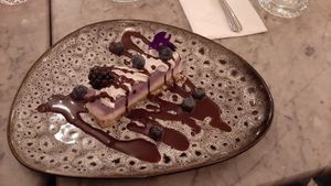 Lemon and blueberry cheesecake at Redemption - Seven Dials in London
