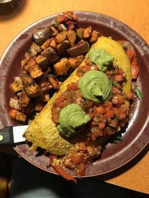 chickpea omelette and sweet potato hash at Duluth Grill in Duluth