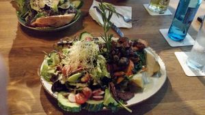 Ofenkartoffel mit Salat at Mokel Bar in Muenster