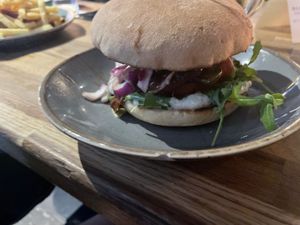 BBQ a bit Hot Burger  at Mokel Bar in Muenster