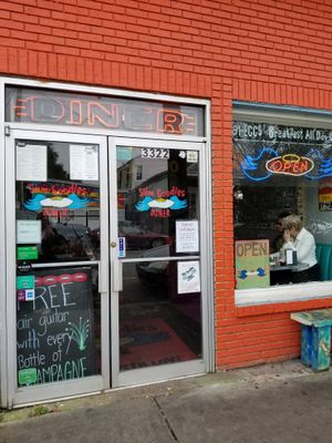 Front door at Slim Goodies Diner in New Orleans