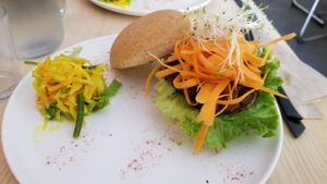 Beet burger at Bhajan Cafe in Nice