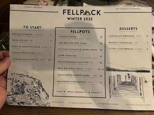 Menu (Feb 2026)  at Fellpack in Keswick