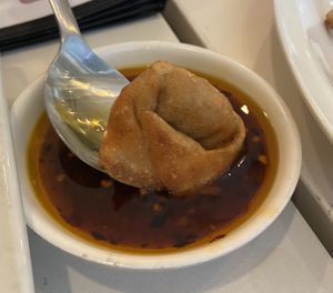 Wonton with spicy sauce  at Loving Hut - Barber Lane - Maybe closed in Milpitas