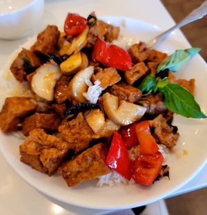Tofu and rice at Loving Hut - Barber Lane - Maybe closed in Milpitas