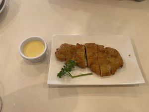 Crispy katsu (sauce tasted like honey mustard- delicious!)  at Loving Hut - Barber Lane - Maybe closed in Milpitas