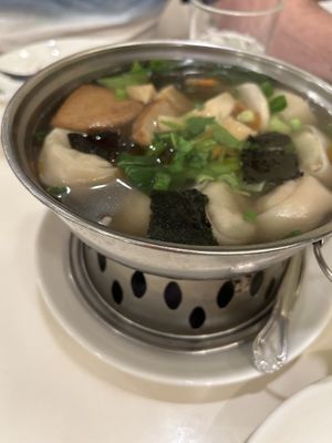 Won ton soup came with the base on fire. Very cool #Veganuary at Loving Hut - Barber Lane - Maybe closed in Milpitas