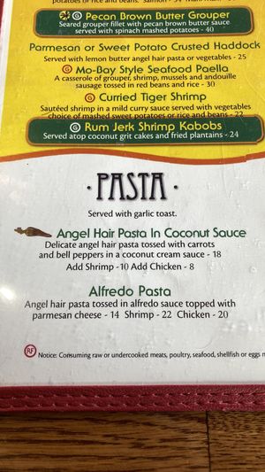 Menu 1  at Mo Bay Grill in Sebastian