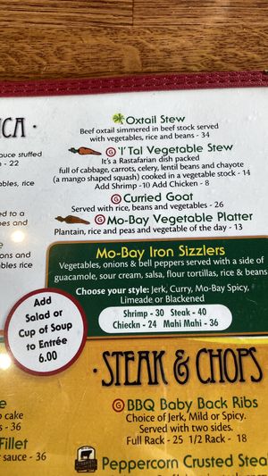 Menu2  at Mo Bay Grill in Sebastian