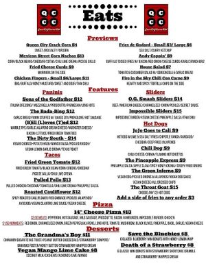 Current menu (as of 06/2021).  at Queen City Cinema Club in Bangor
