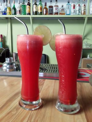 Fresh organic watermelon juices. Nature's Viagra. at Bar Ang in Battambang