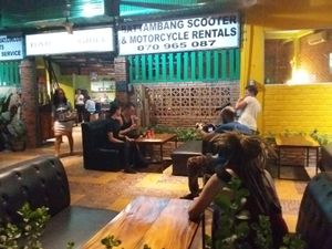 Ukrainian film crew shooting dining segment at Bar Ang for travel show. at Bar Ang in Battambang