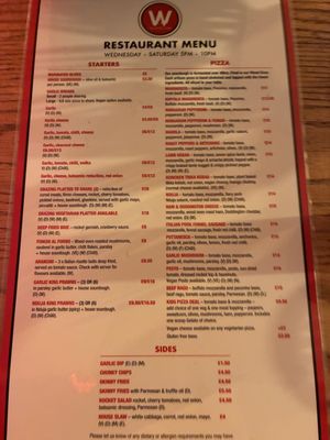 Menu Nov 2025  at The Wood Oven in Newcastle Upon Tyne