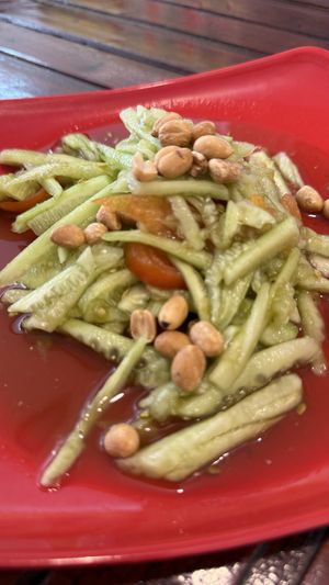 Spicy cucumber saladd #Veganuary at Kaun Im Yok in Vientiane