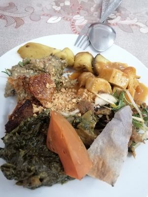 Sample of a plate of food from the buffet. at Kaun Im Yok in Vientiane