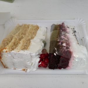 ? cake & black forest cherry cake at Omas Backstube in Vienna