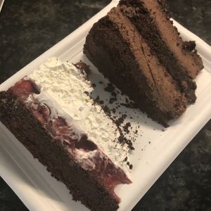 Chocolate cake and cherry cake at Omas Backstube in Vienna