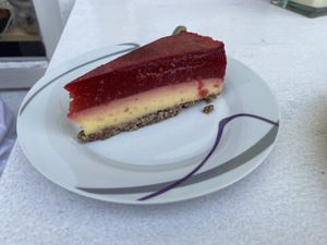 Raspberry Cheesecake at Omas Backstube in Vienna
