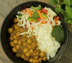 Chole chawal meal at Cafe VegaNation in Siliguri