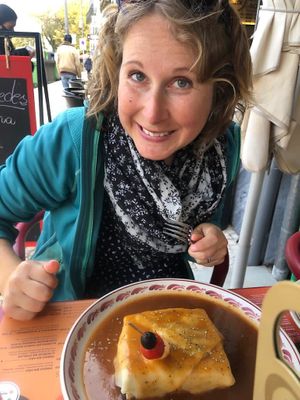 Excited at Santa Francesinha in Porto