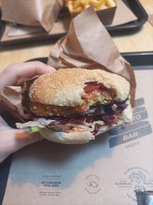 Avocado burger at The Potato Bar  in Bruges