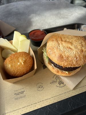 Vegan Chease Croquette, Vincent Vegan Burgerr  at The Potato Bar  in Bruges