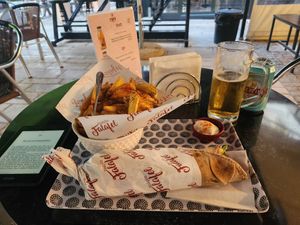 Vegan kebab with chips all amazing at Nafplio Falafel in Nafplion