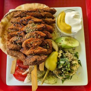 Vegan skewers at Nafplio Falafel in Nafplion