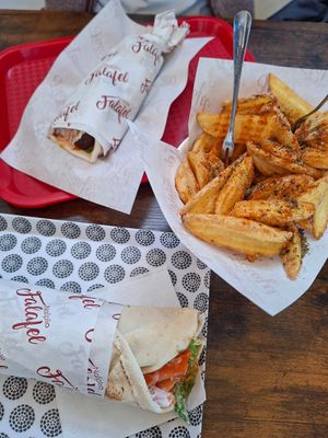 Falafel Wrap, French Fries at Nafplio Falafel in Nafplion