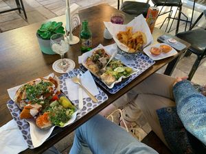 Vegan falafel and kebab with fries at Nafplio Falafel in Nafplion