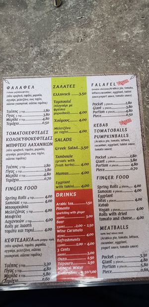 Price is good and the joghurt sauce is vegan. at Nafplio Falafel in Nafplion