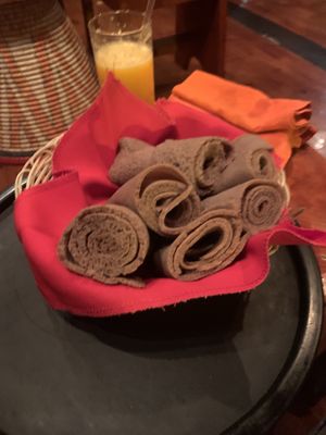 Ethiopian bread. Great for soaking up curry  at Lucy in Cape Town