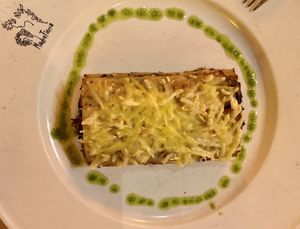 Lasagna. Ask for vegan at Madre Tierra in Toledo