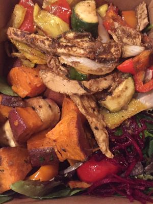 Vegan salad bar options at Food Conspiracy Co-op in Tucson