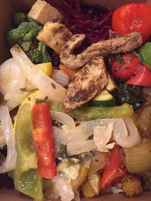 Vegan salad bar options at Food Conspiracy Co-op in Tucson