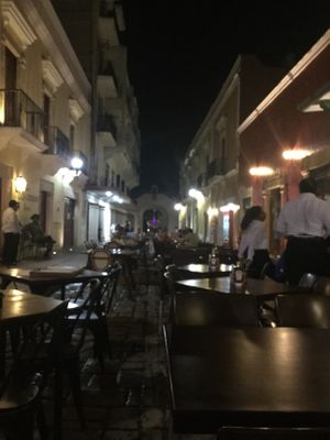 Street seating  at Patroni's in Campeche