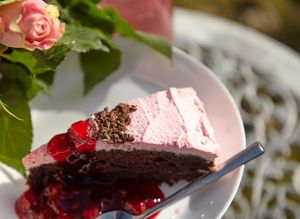 Vegan and gluten free chocolate  cherry cake
 at Mormors Bakeri in Karlshamn